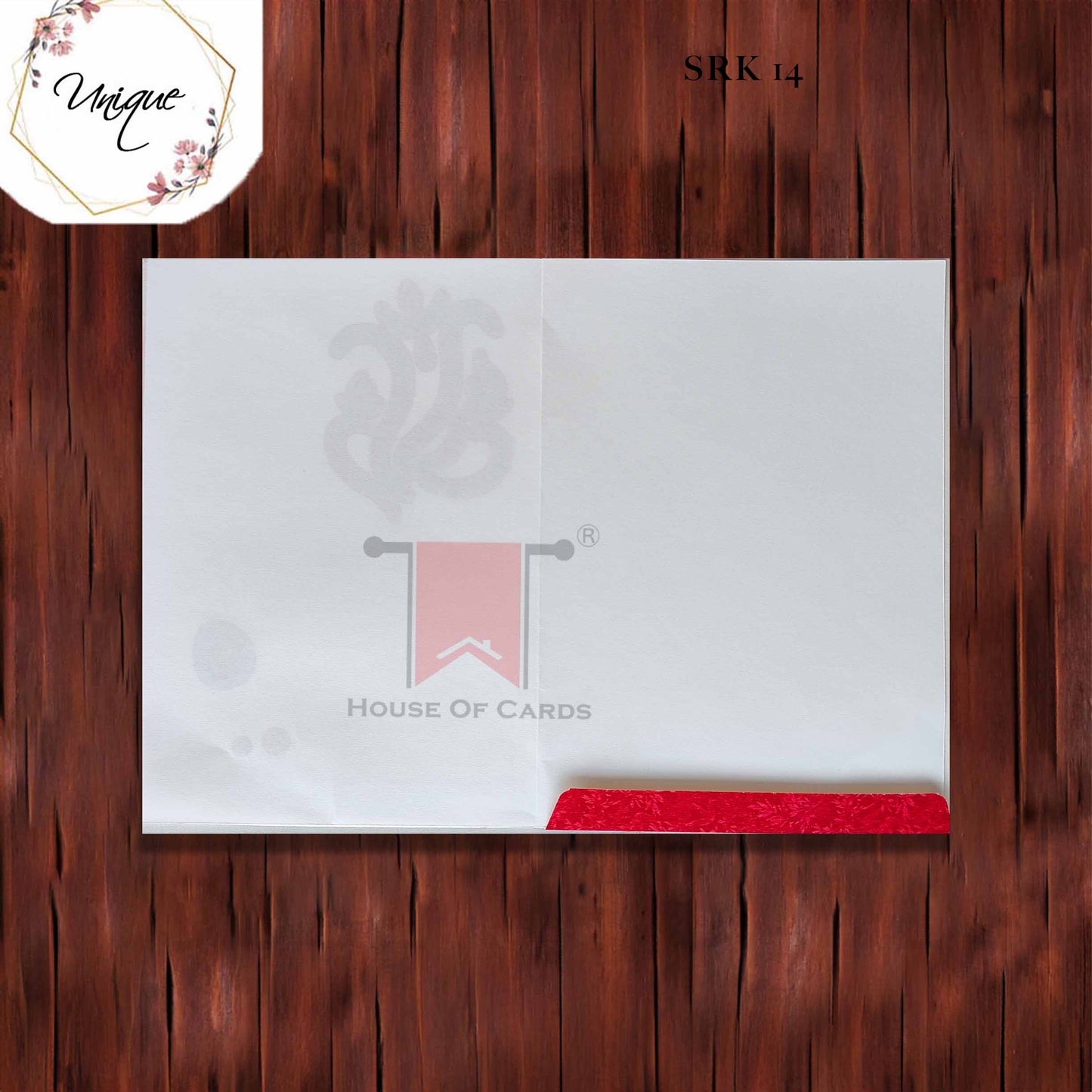 Red Color Flute and Feather Cutout Invitation
