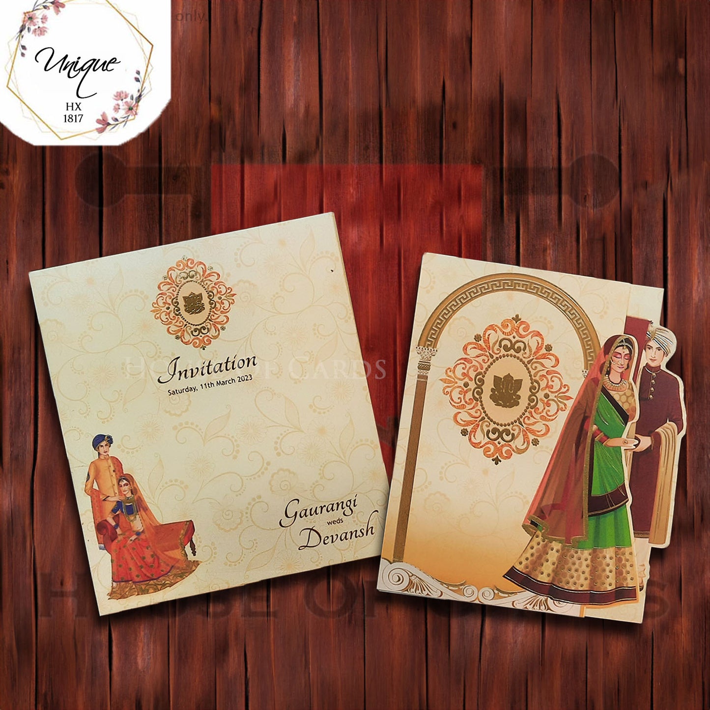 Side Opening Dulha Dulhan Wedding Invitation