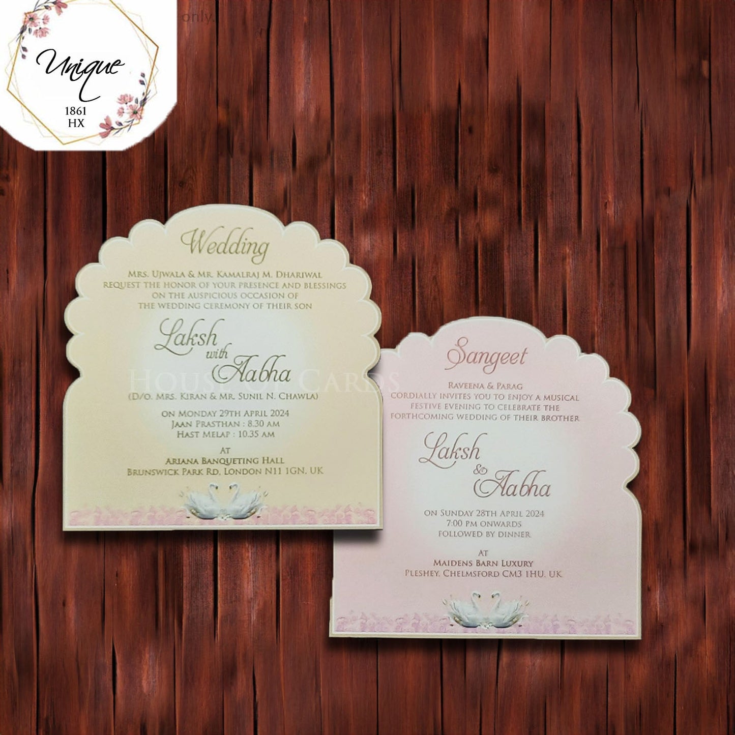 Center Door Opening Swan Theme Pastel Pink Invitation