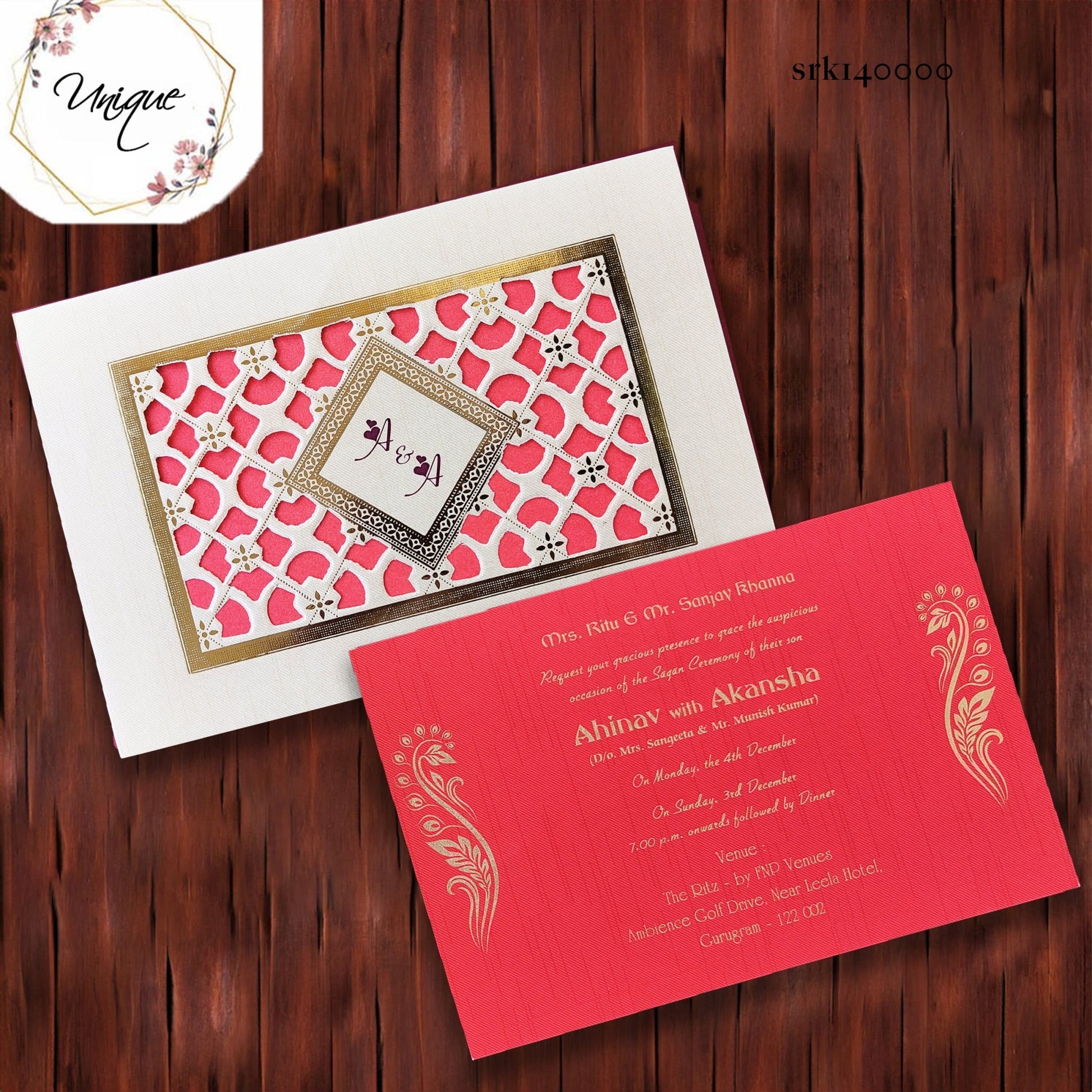 Cream Shade Designer Cut Single page Invitation