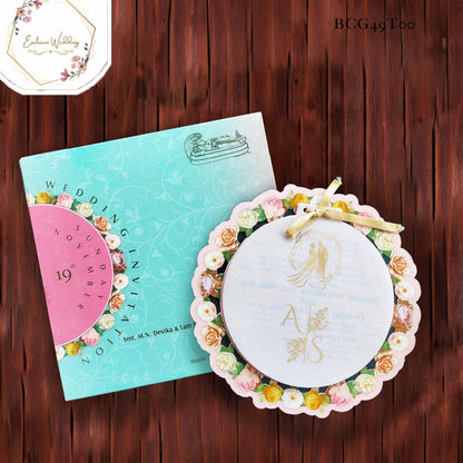 Designer Circle Shaped Floral Invitation