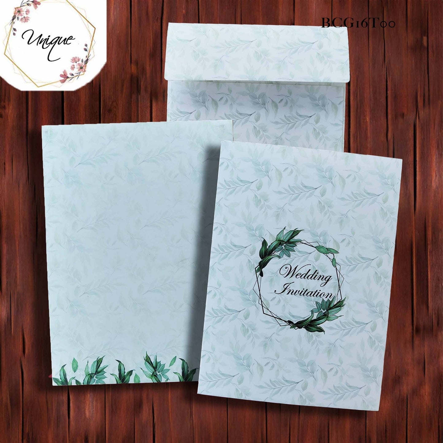 Green Floral Elegant Wedding Invitation