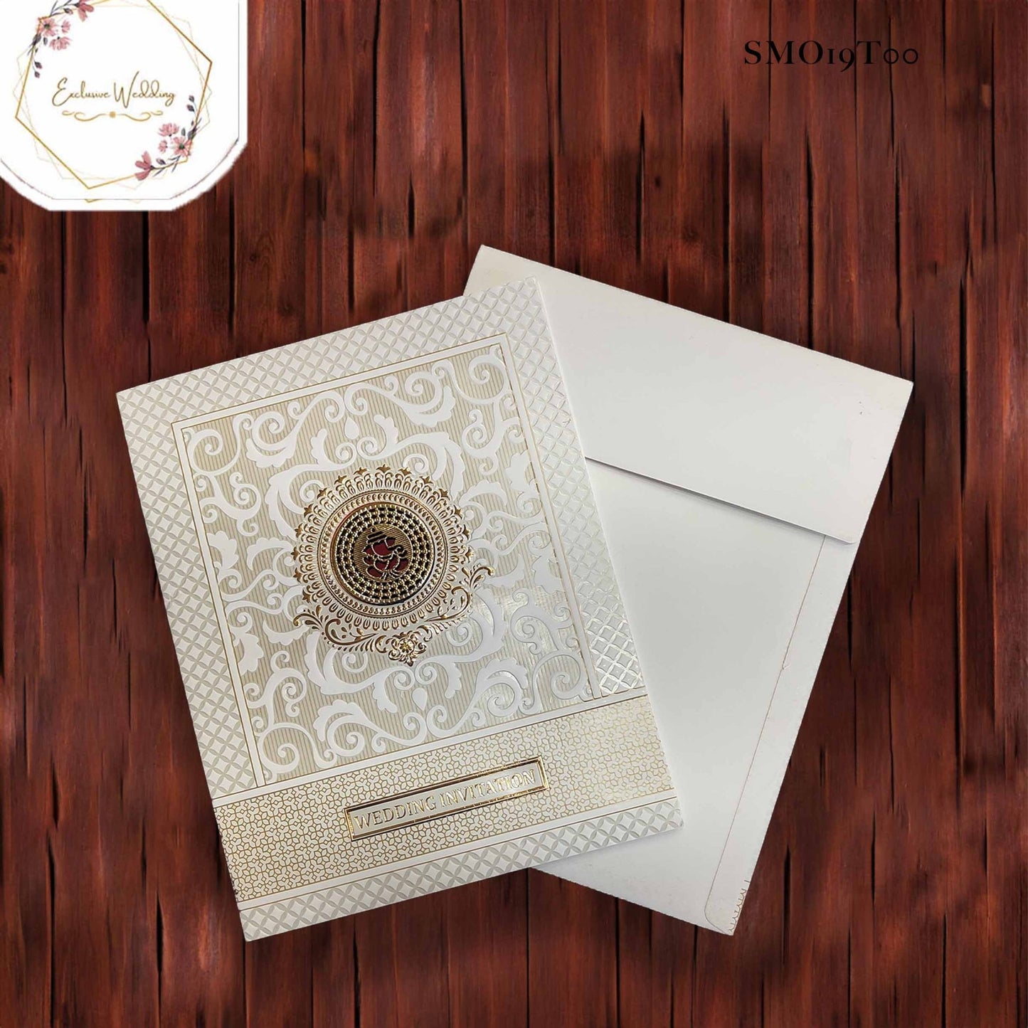 Ivory Shade Wedding Invitation With Emboss