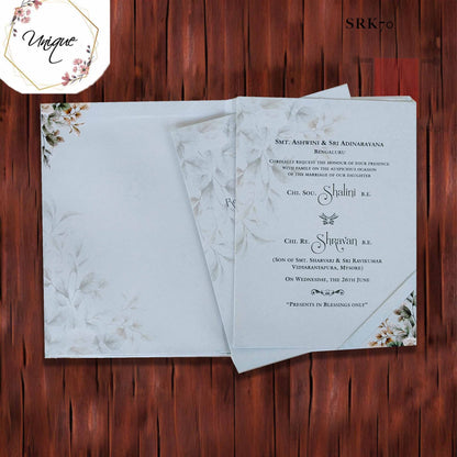 Premium Floral Invitation With Golden Acrylic Name Plate