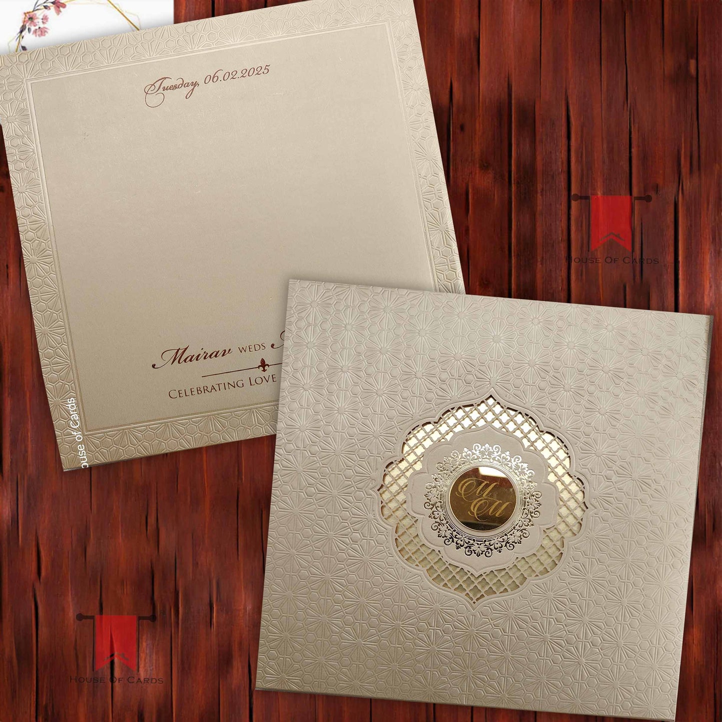 Brown Shade with Laser cut design- Wedding Invitation