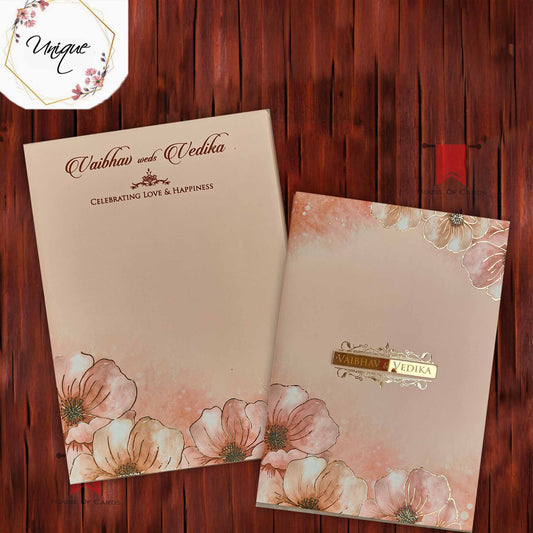 Floral Pastel Peach Wedding Invitation card