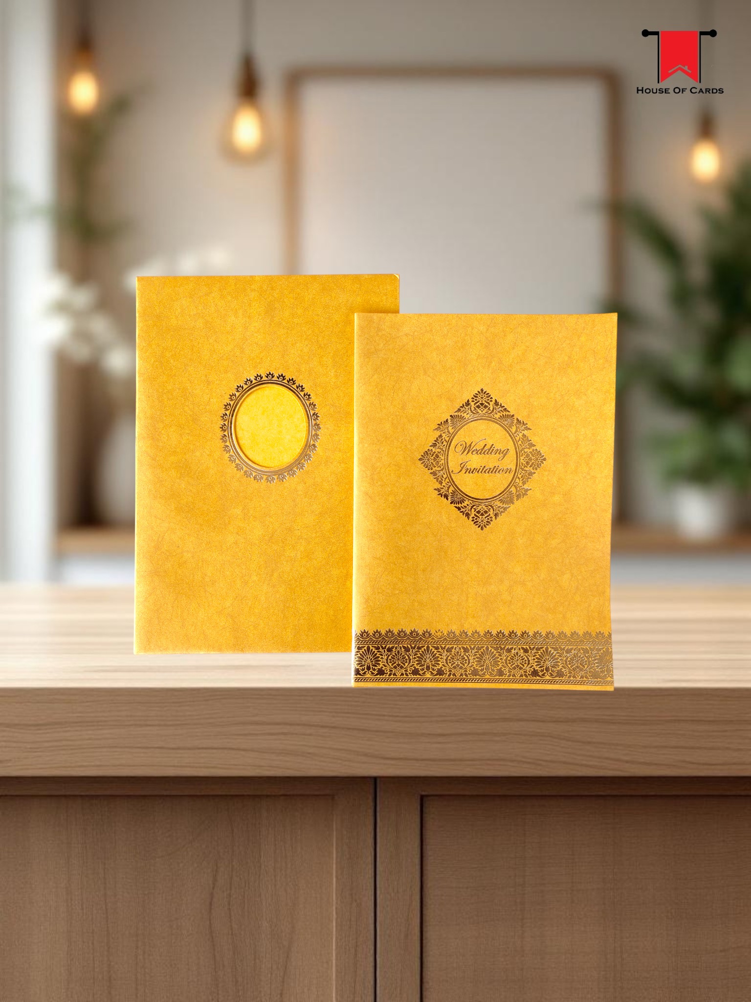 Orange Gold Metallic Wedding Invitation