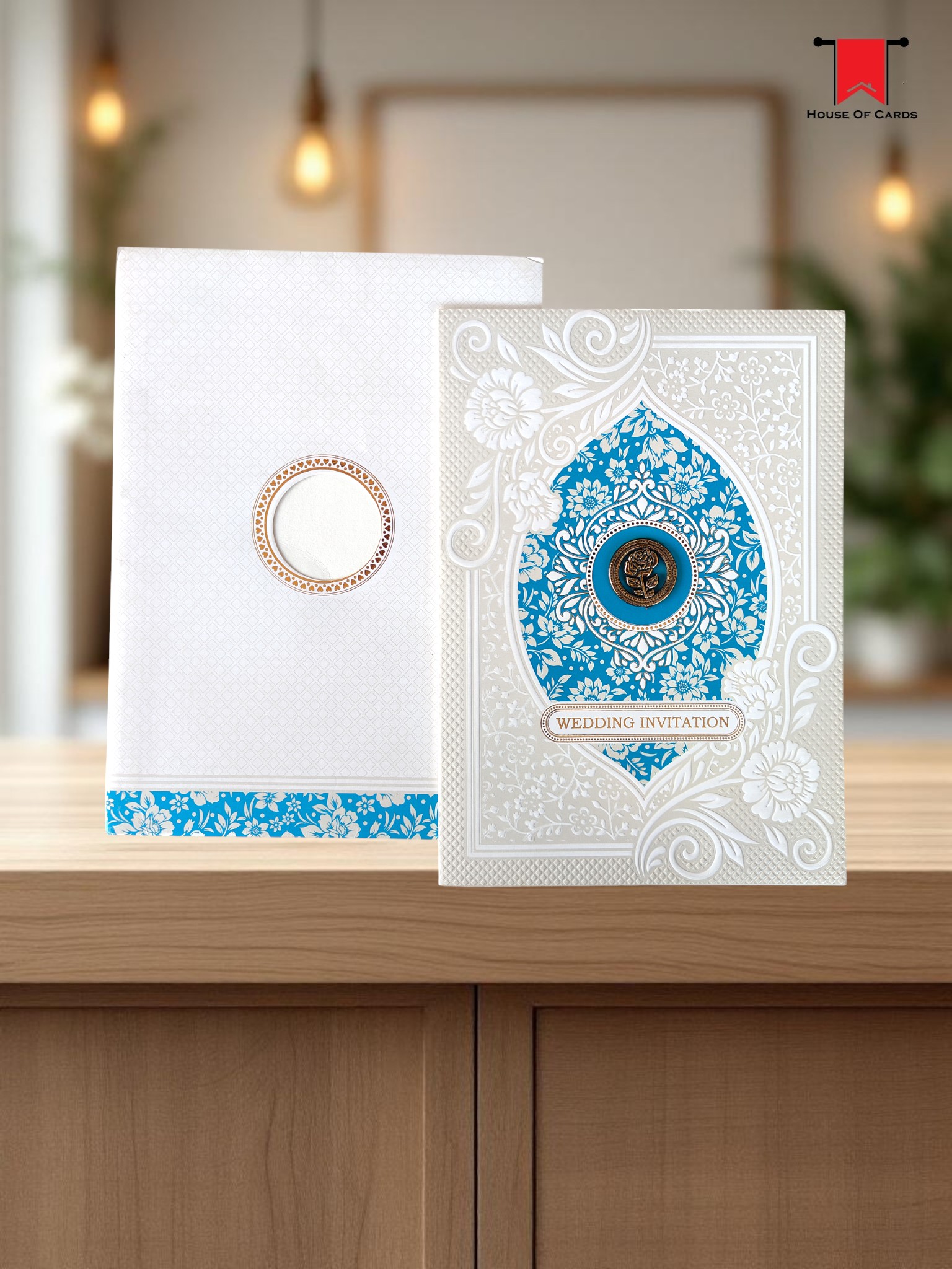 White Blue Wedding Invitation Card