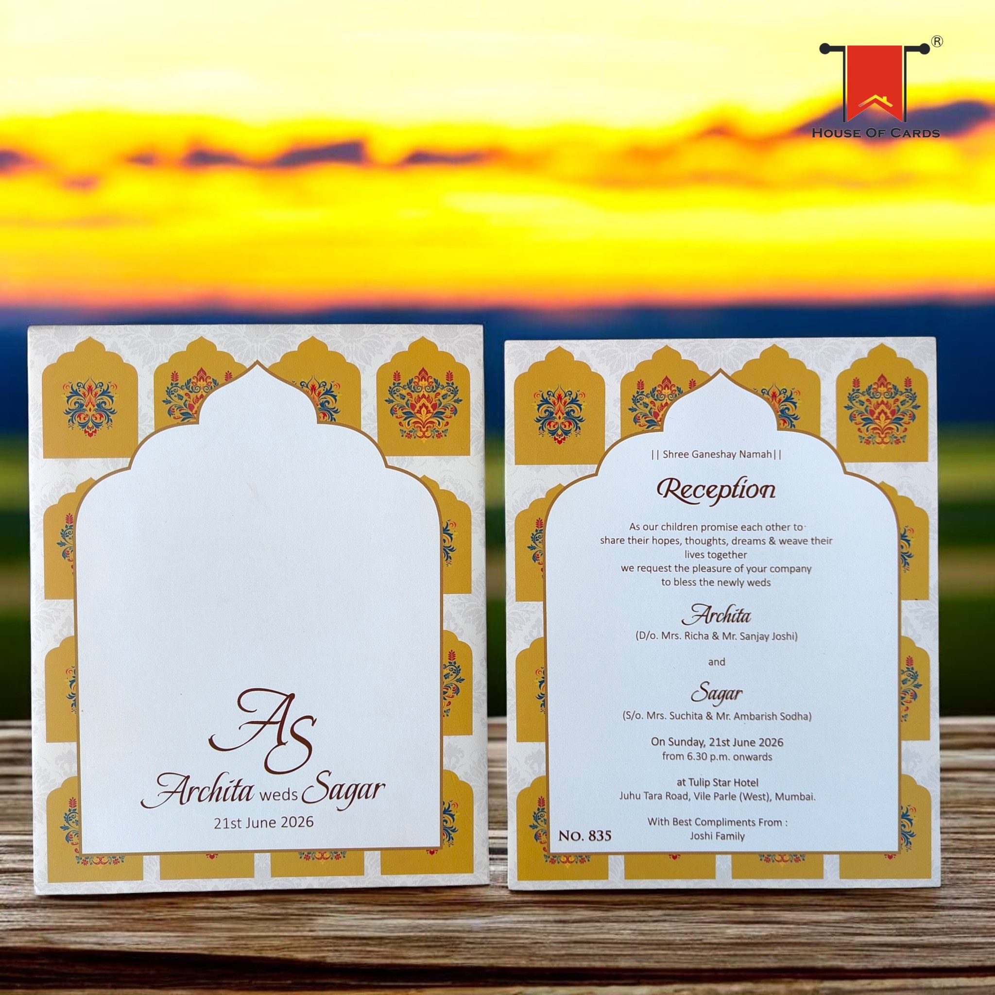 Yellow Persian Inspired Designer Invitation card