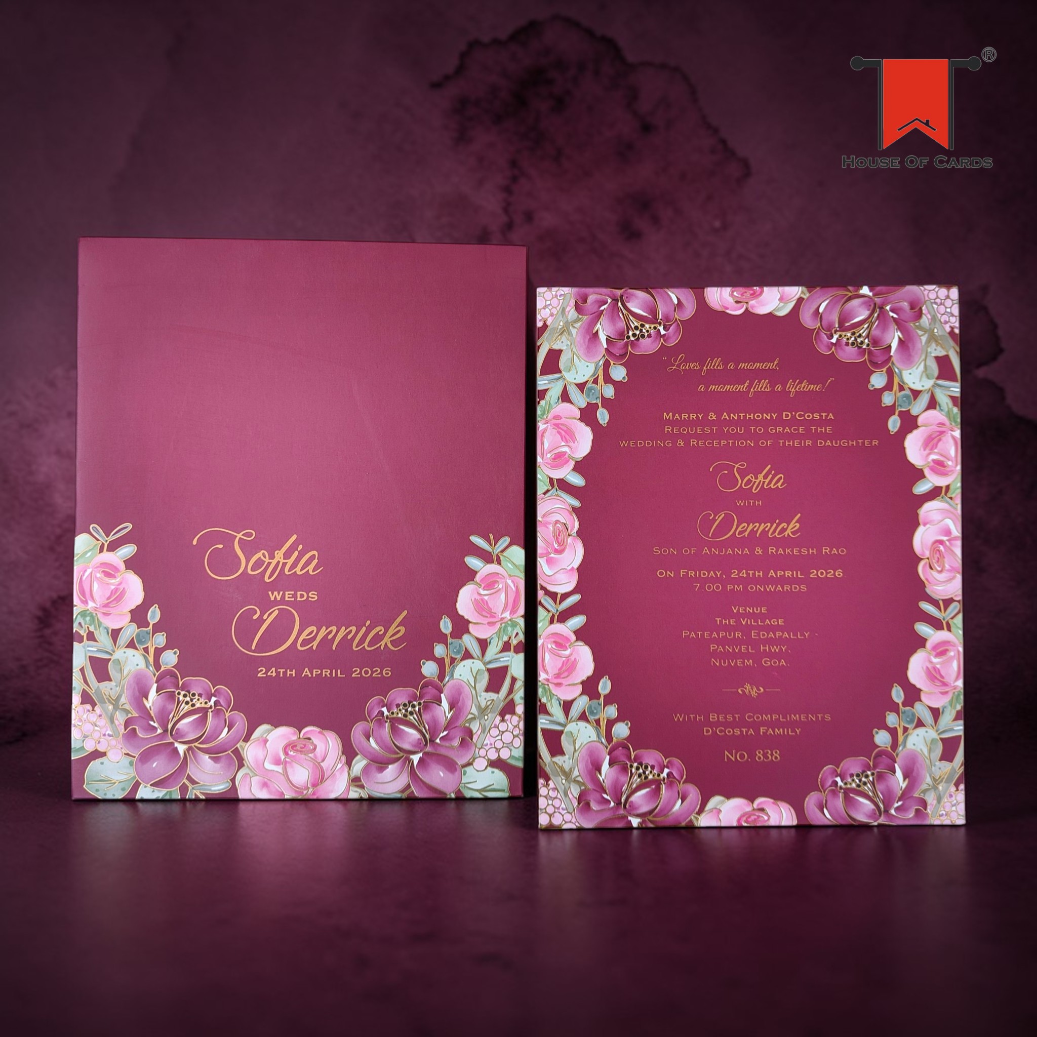 Lavender Floral Single Invitation Card