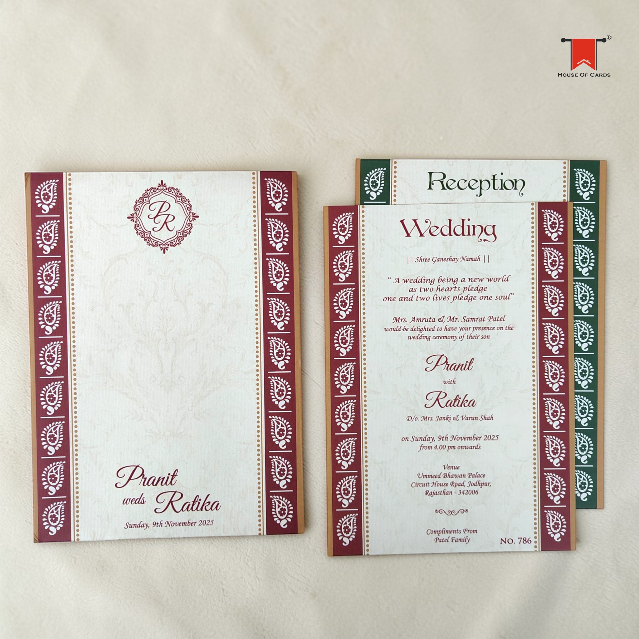 Motif Design Invitation Card with 2 Inserts Premium texture