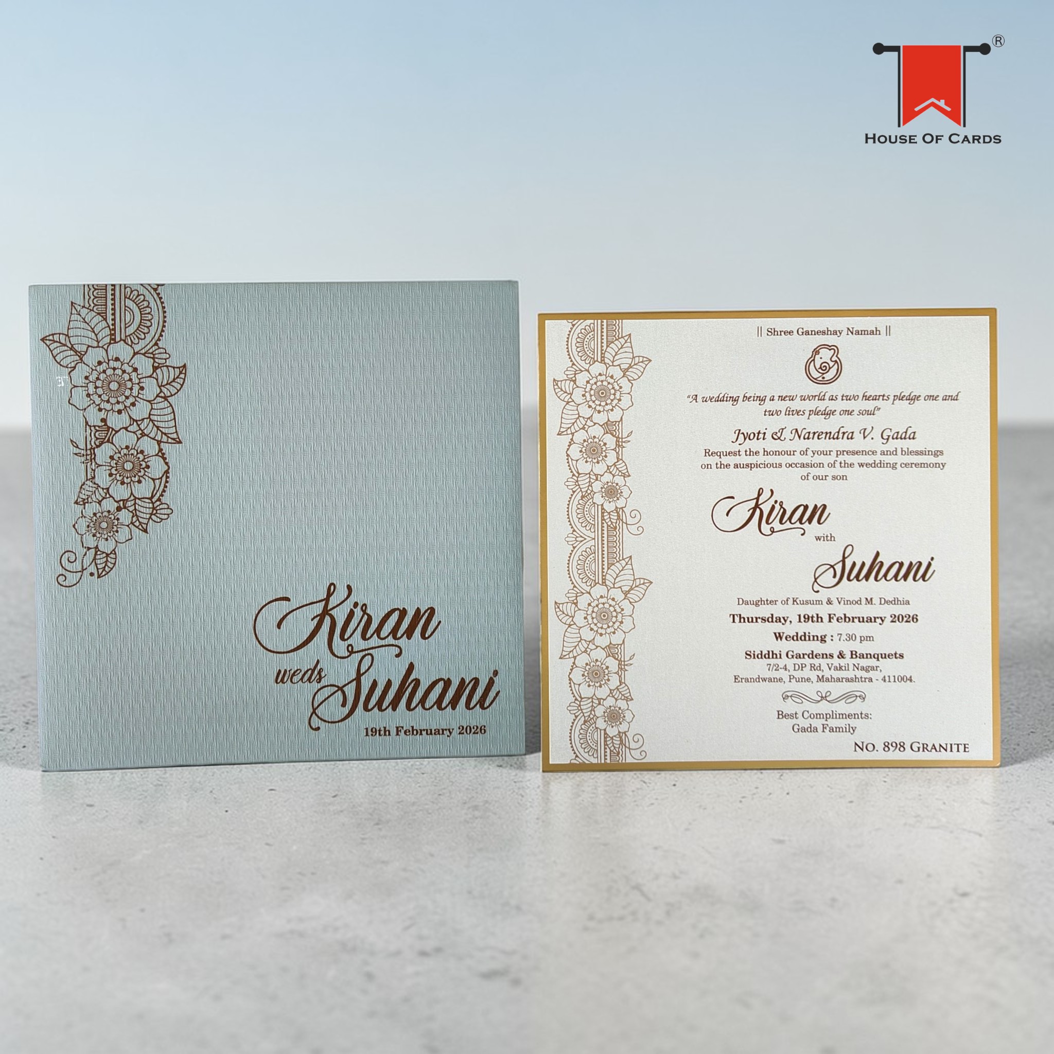 Greenish Premium Texture Metallic Invitation