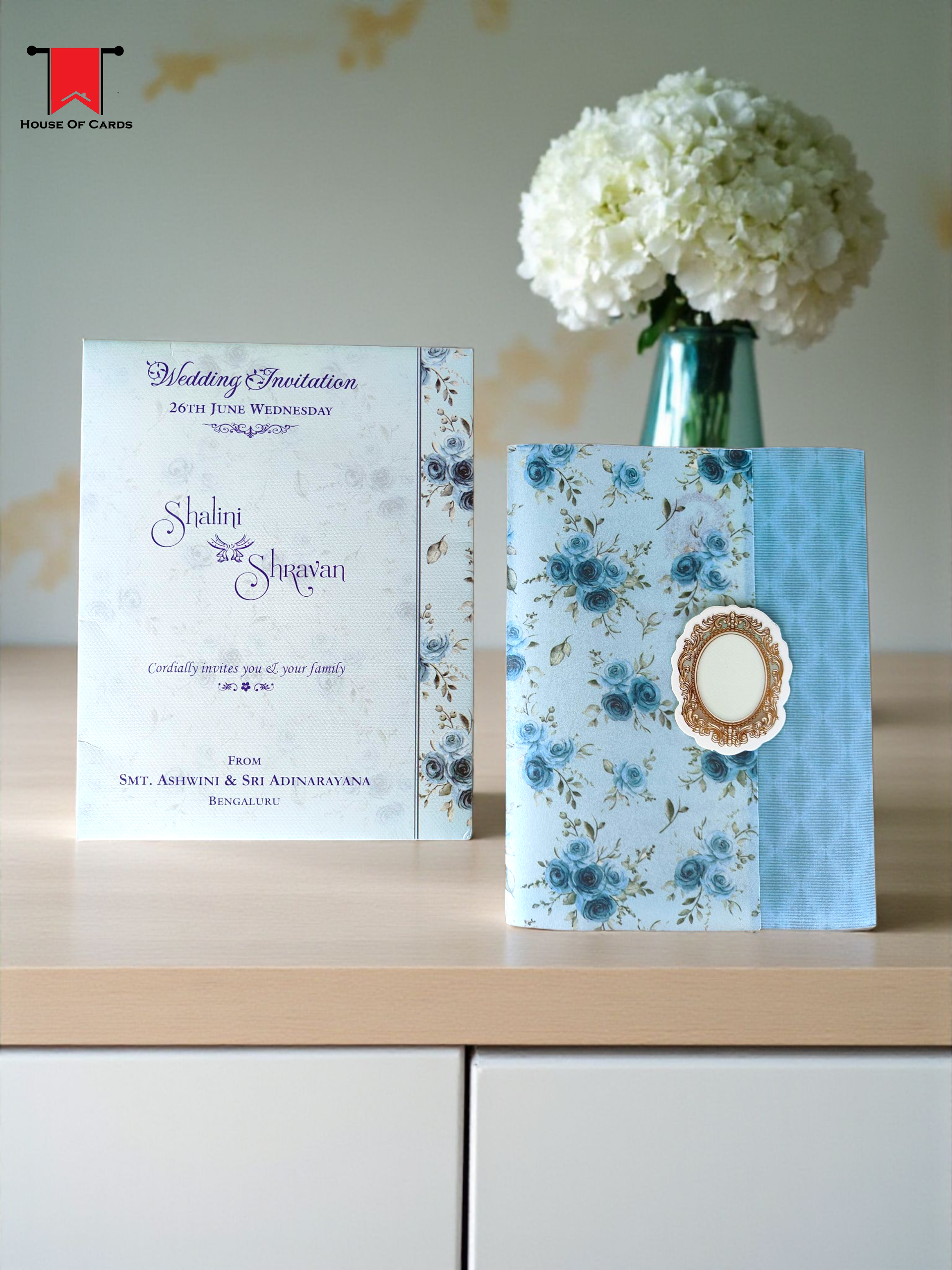 Blue Vellum Paper Invitation Card