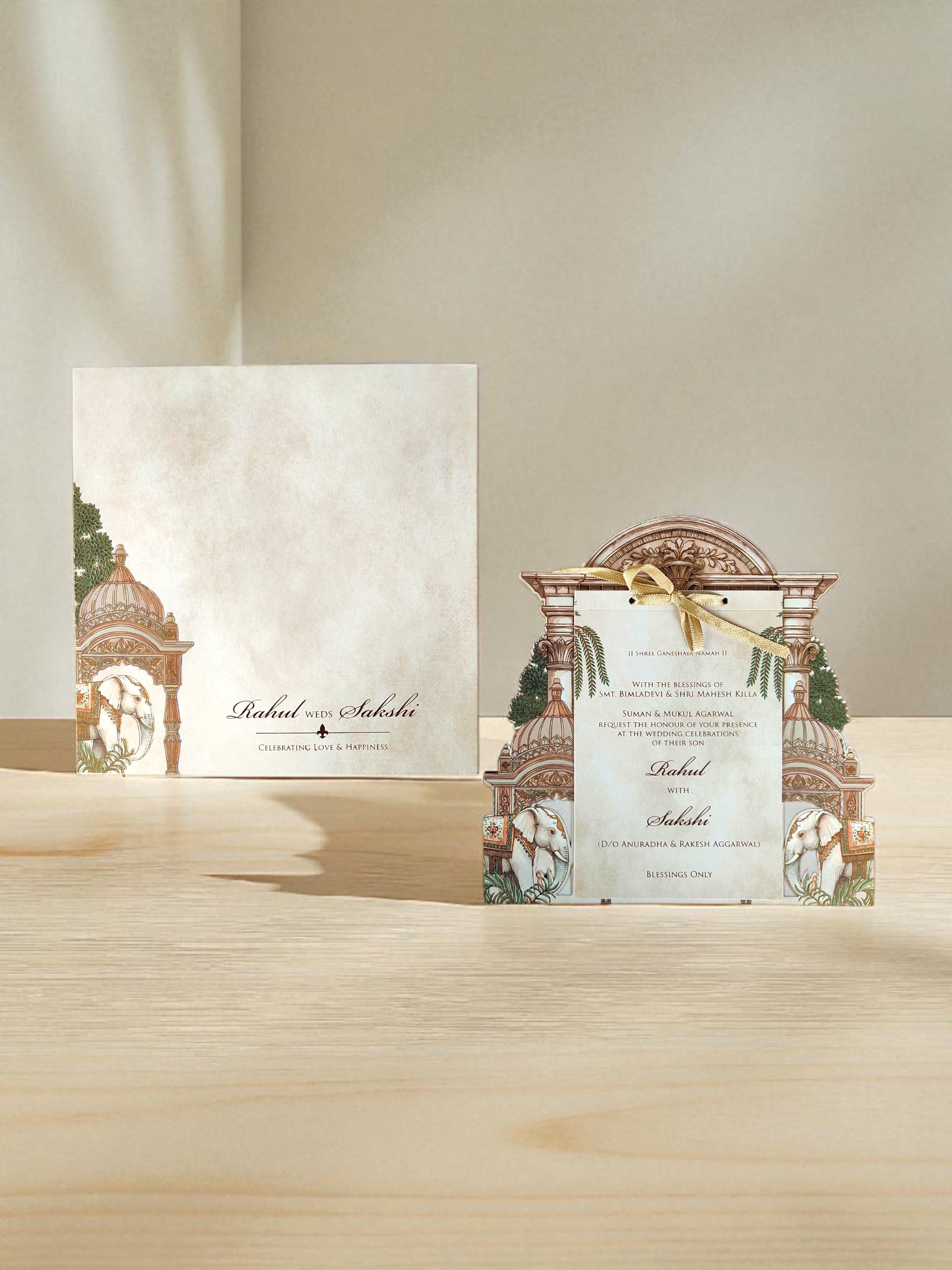 Elephant Laser Cut Unique Wedding card