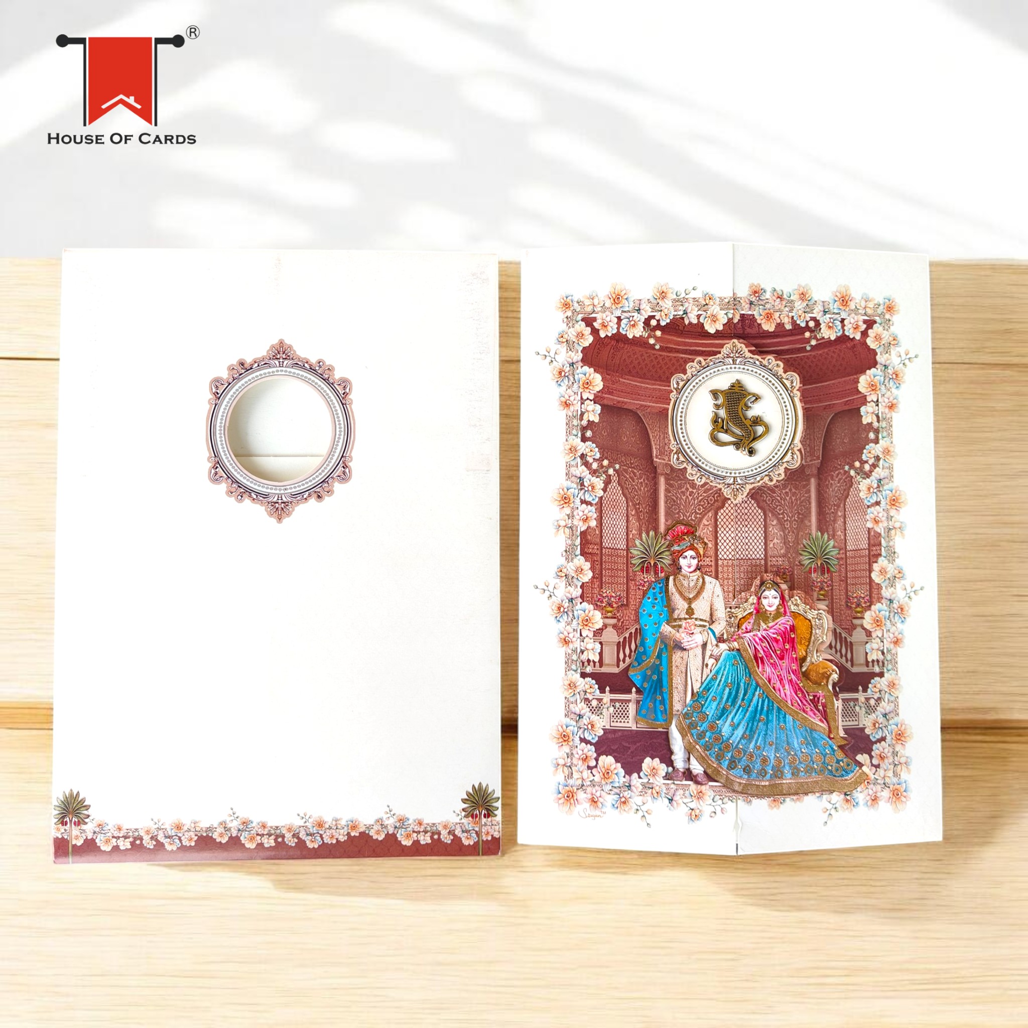 Raja Rani Door Style Wedding Card