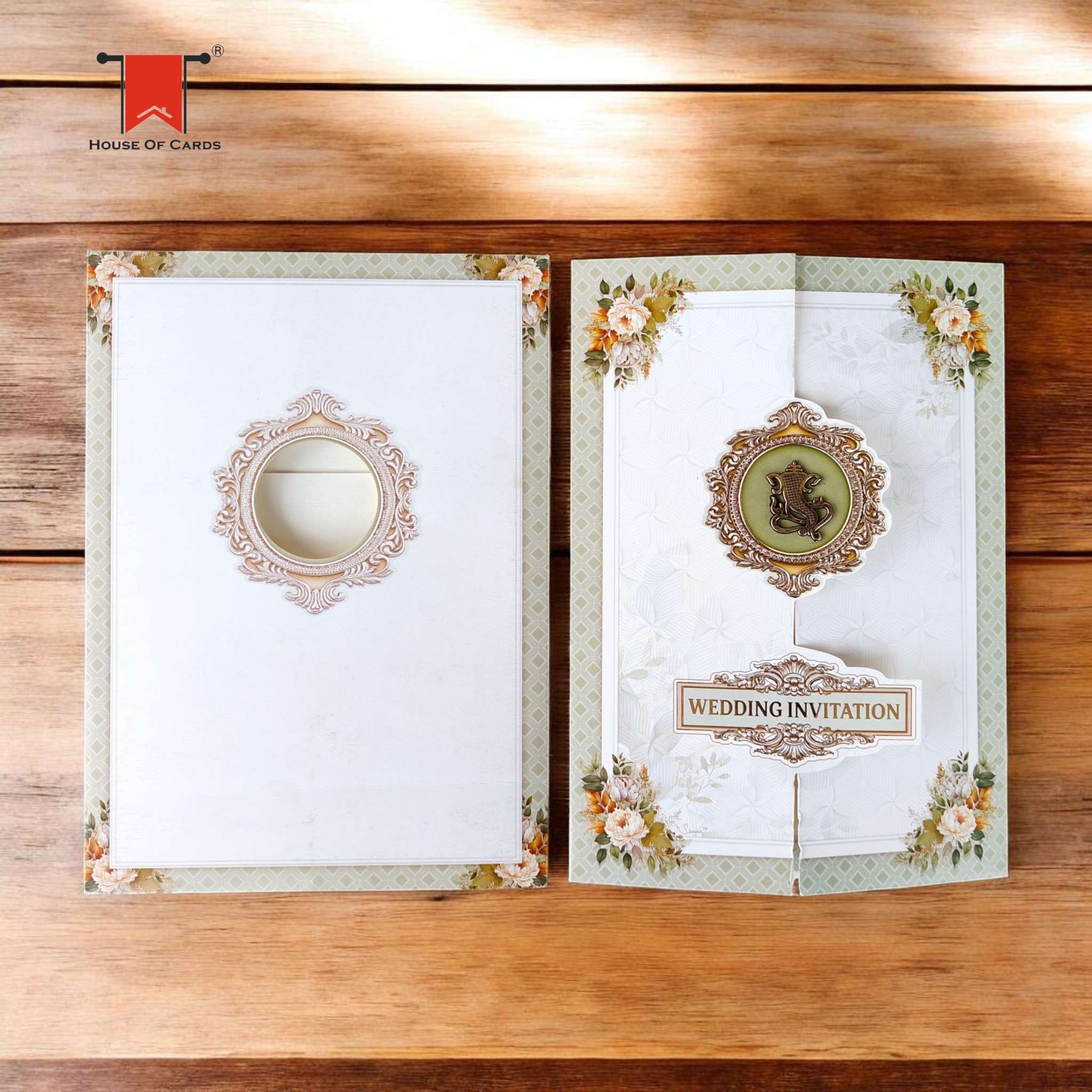 Floral Wedding Invitation Card -Door Style