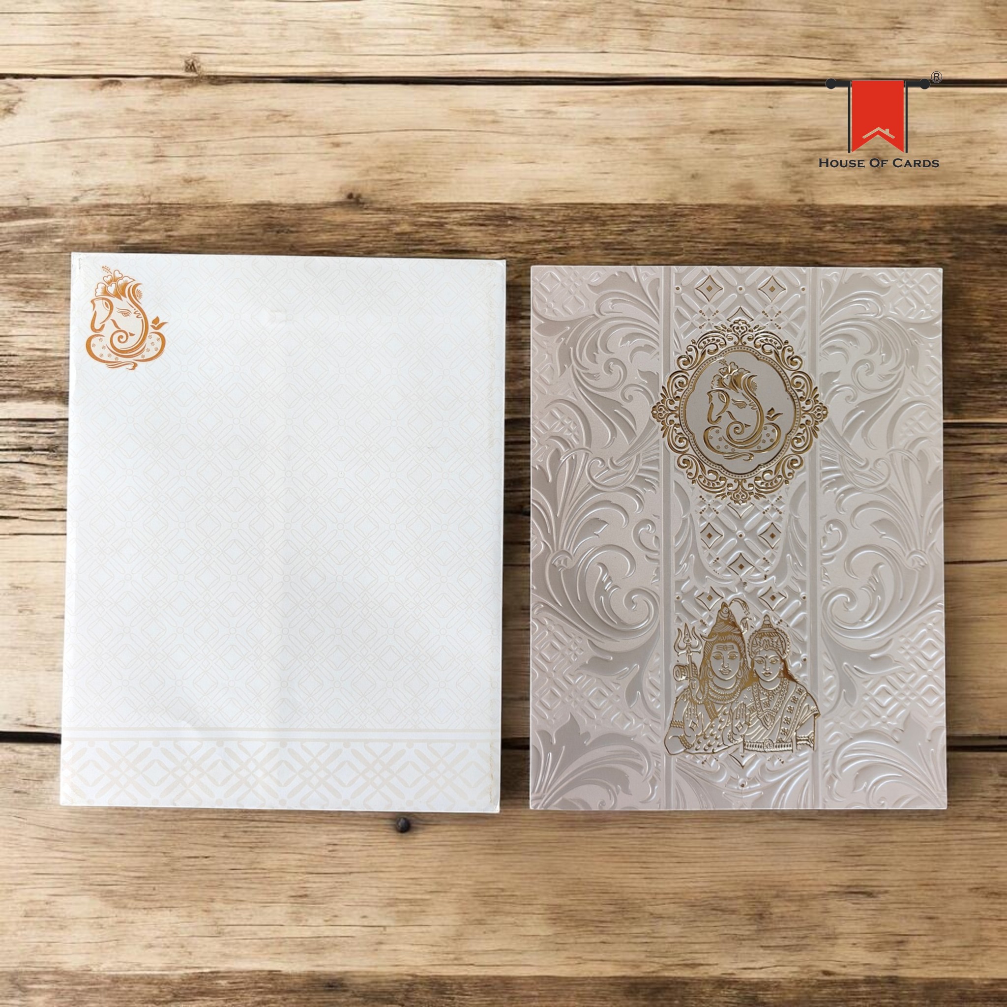 Shiva Parvati Metallic Wedding card