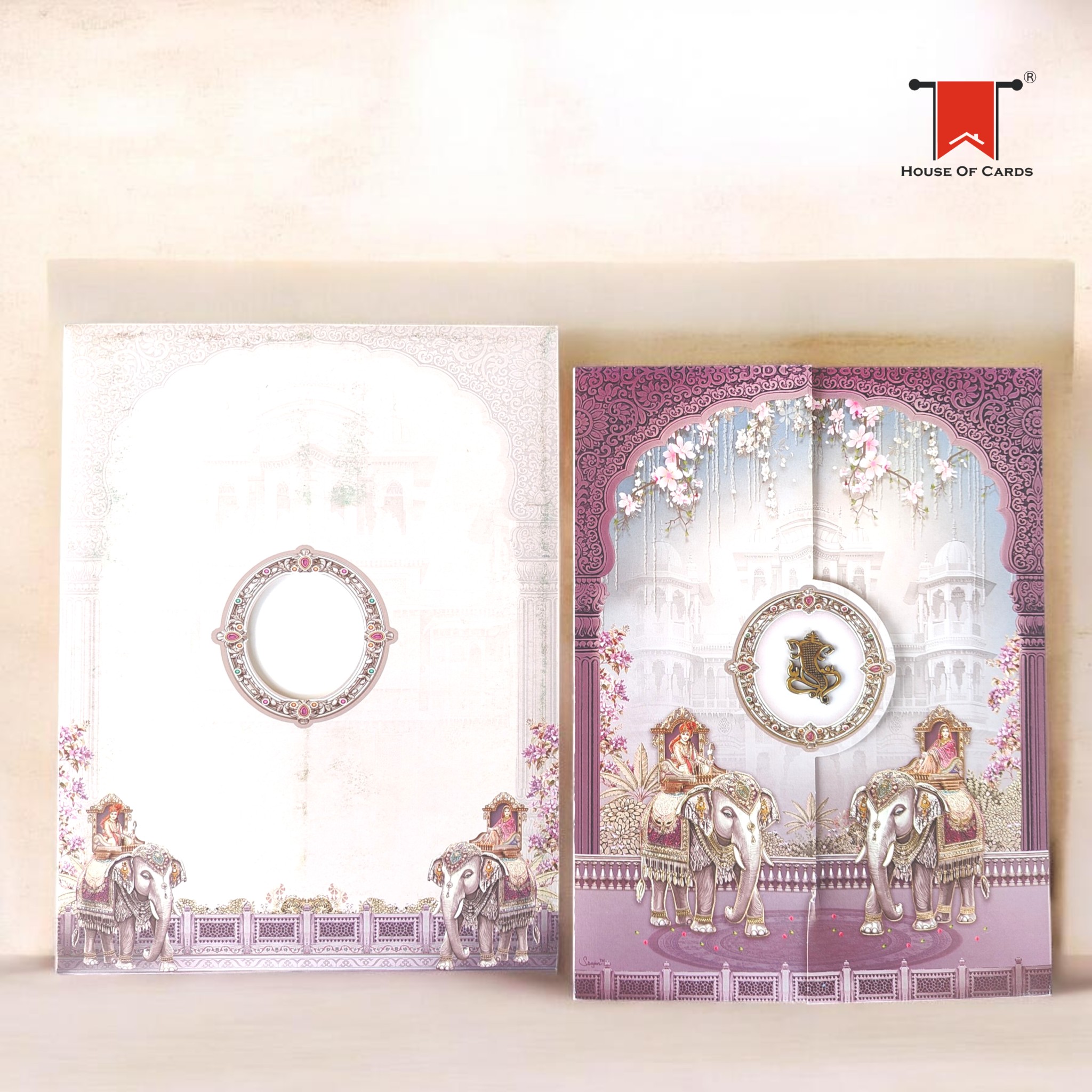 Royal Elephant Door Style Wedding card