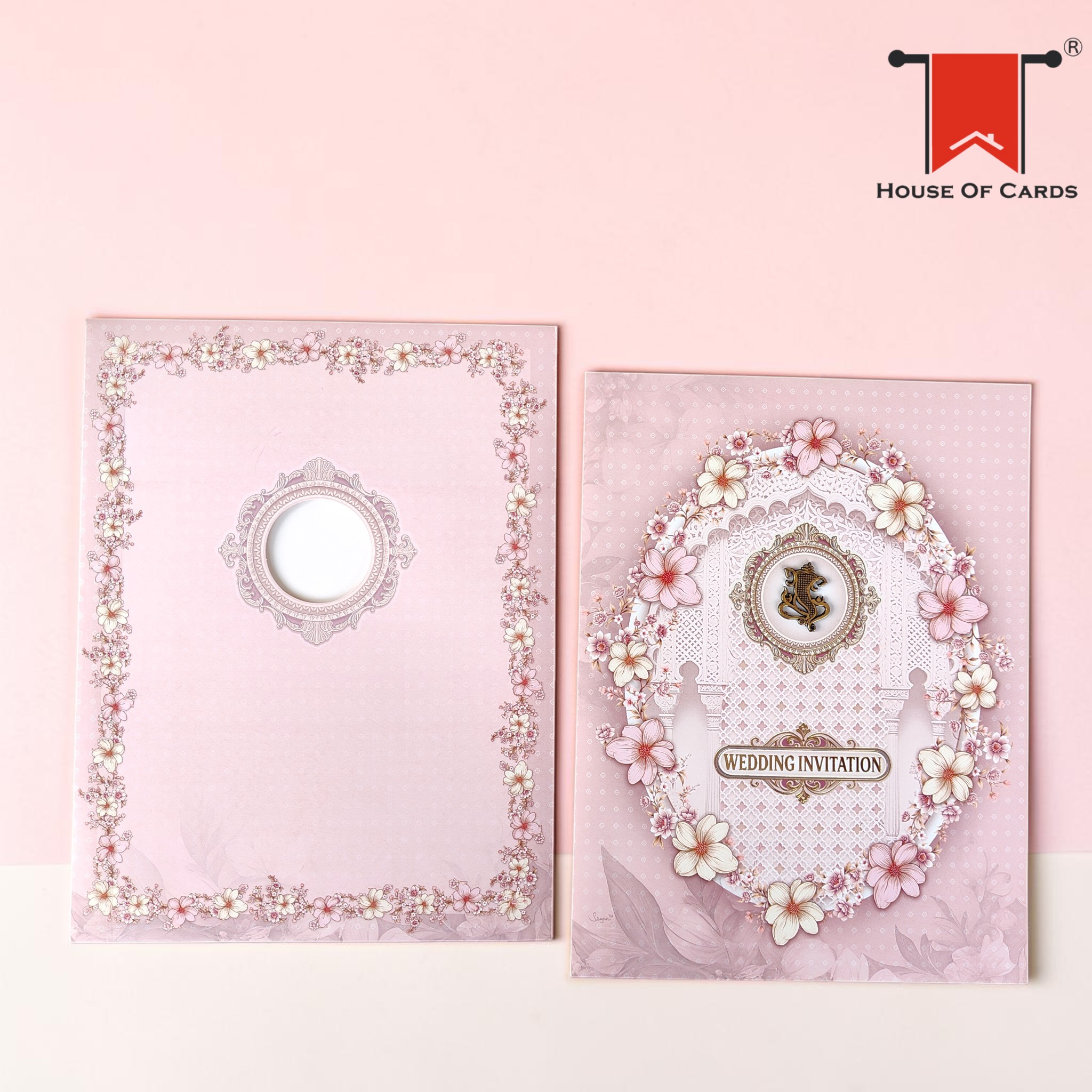 Pink Floral Wedding Invitation card