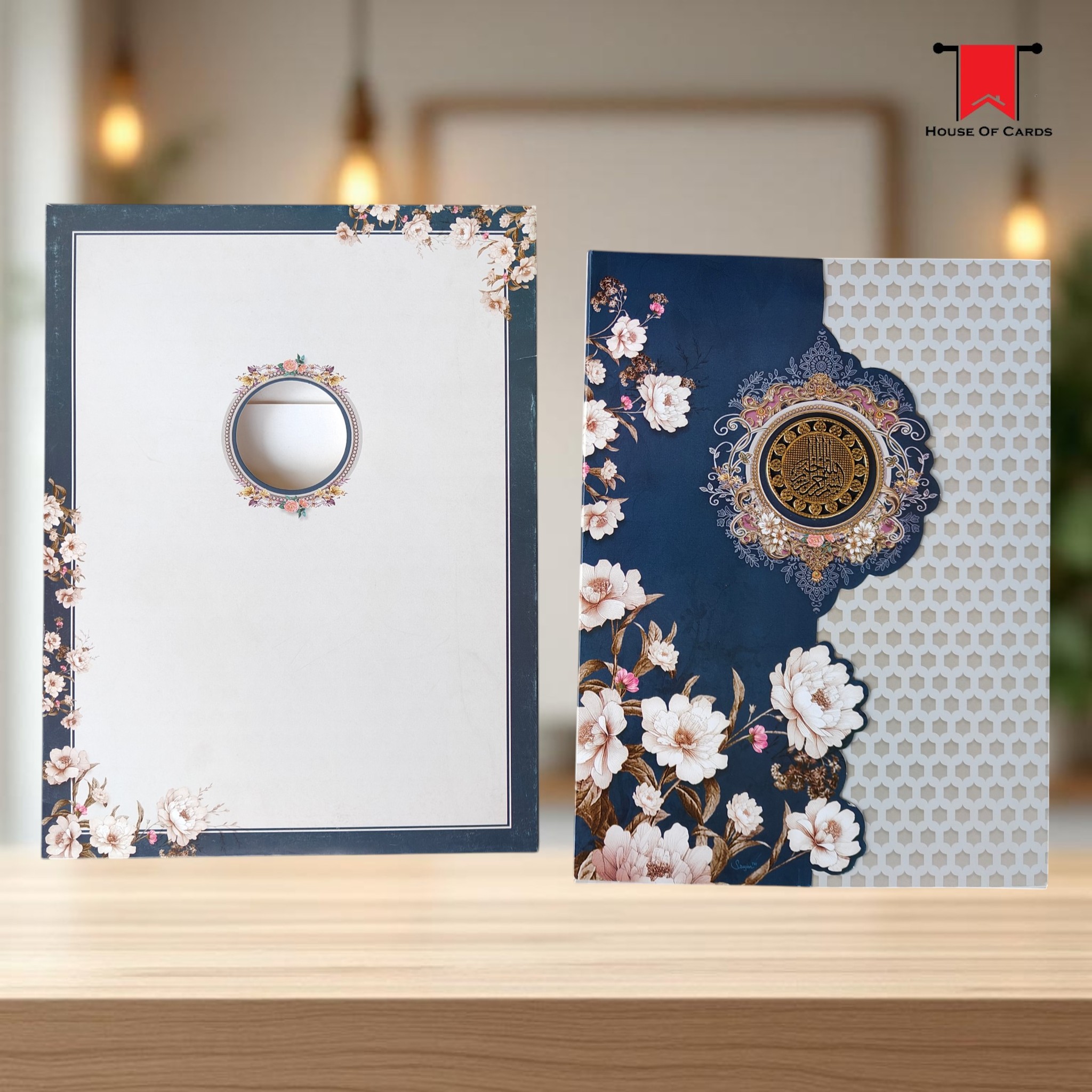 Teal Semi Box Floral Wedding card