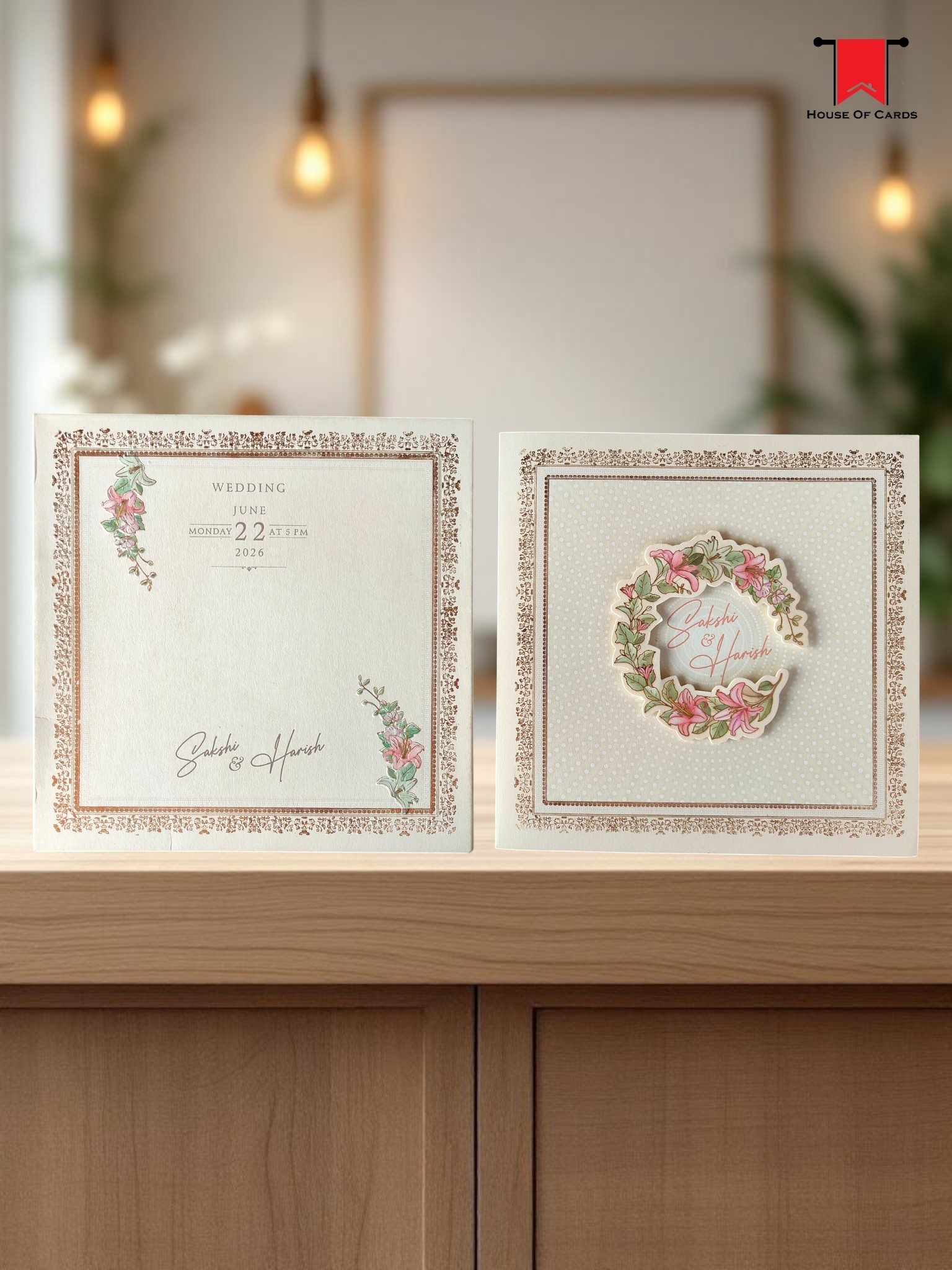 3D Floral Invitation card - Light beige Pastel theme