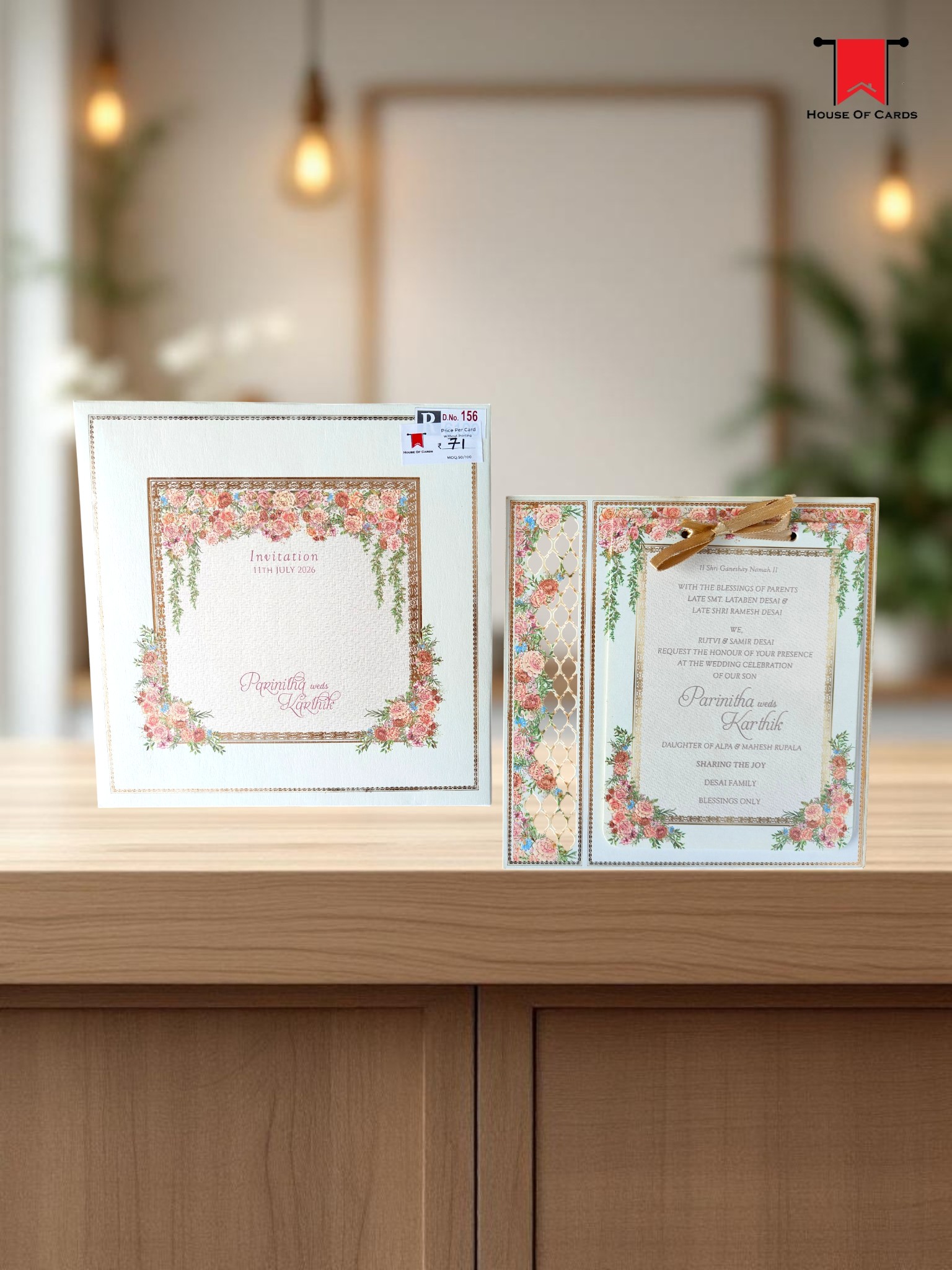 Blue Pastel Wooden Frame Invitation card