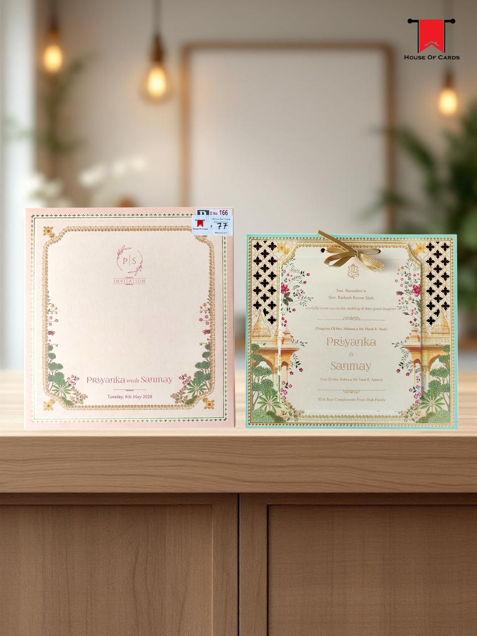Pichwai theme Wooden Frame Invitation card