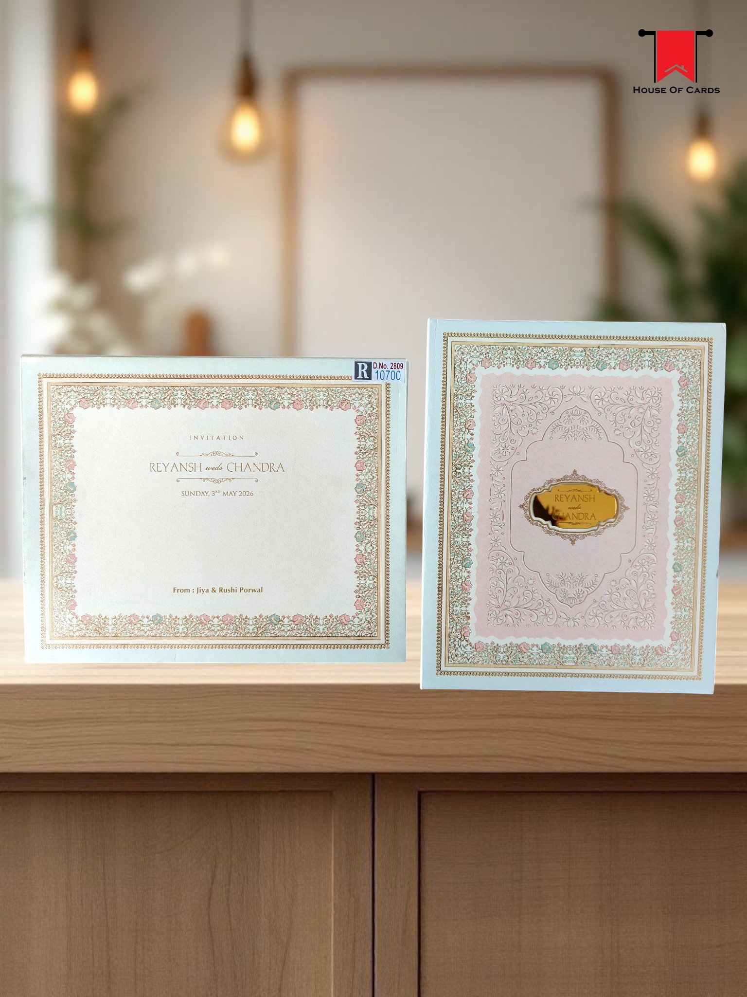 Pastel Persian Floral Designer Padded Wedding card