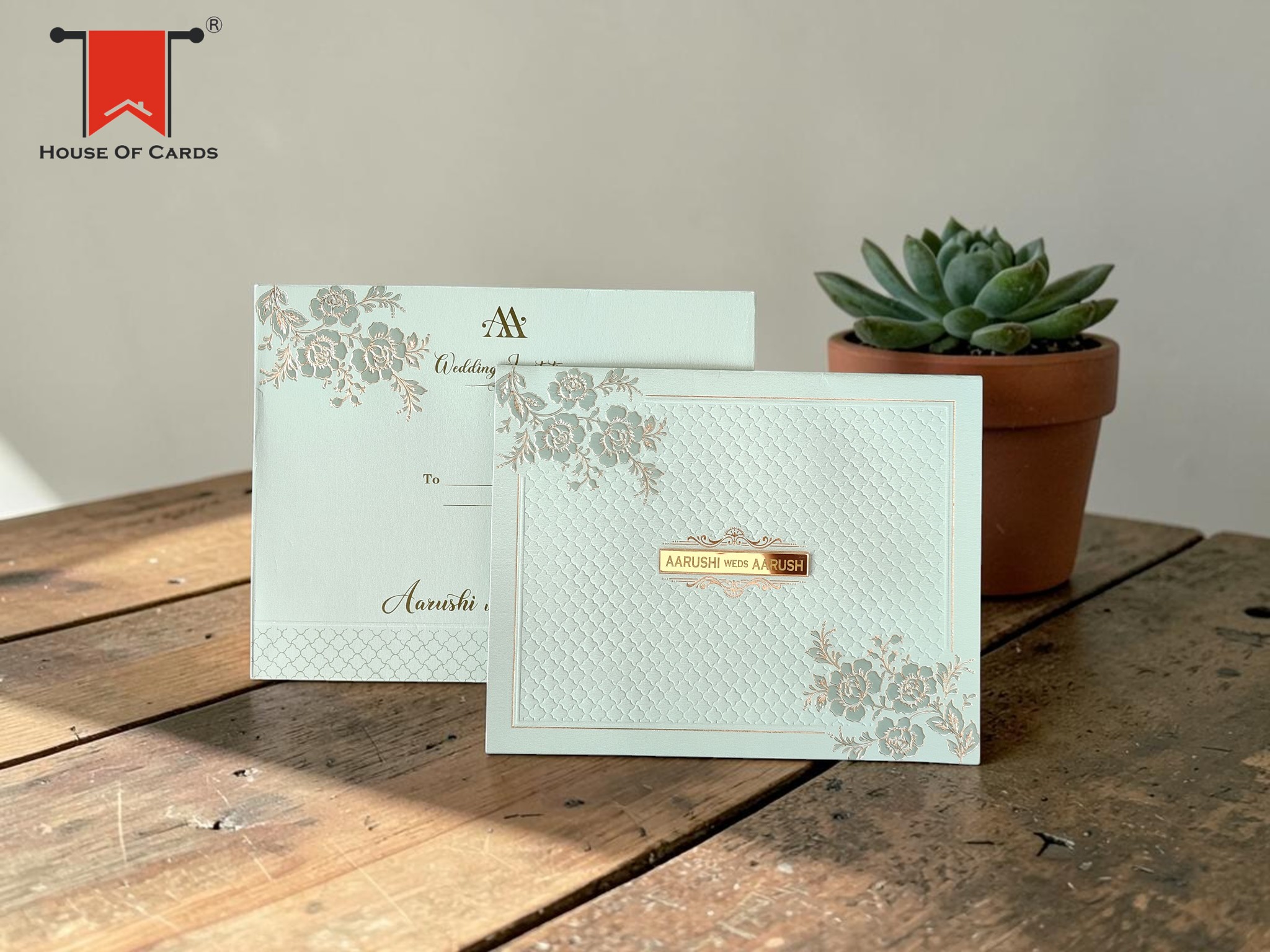 Sage Green Shade Matt Wedding invitation card