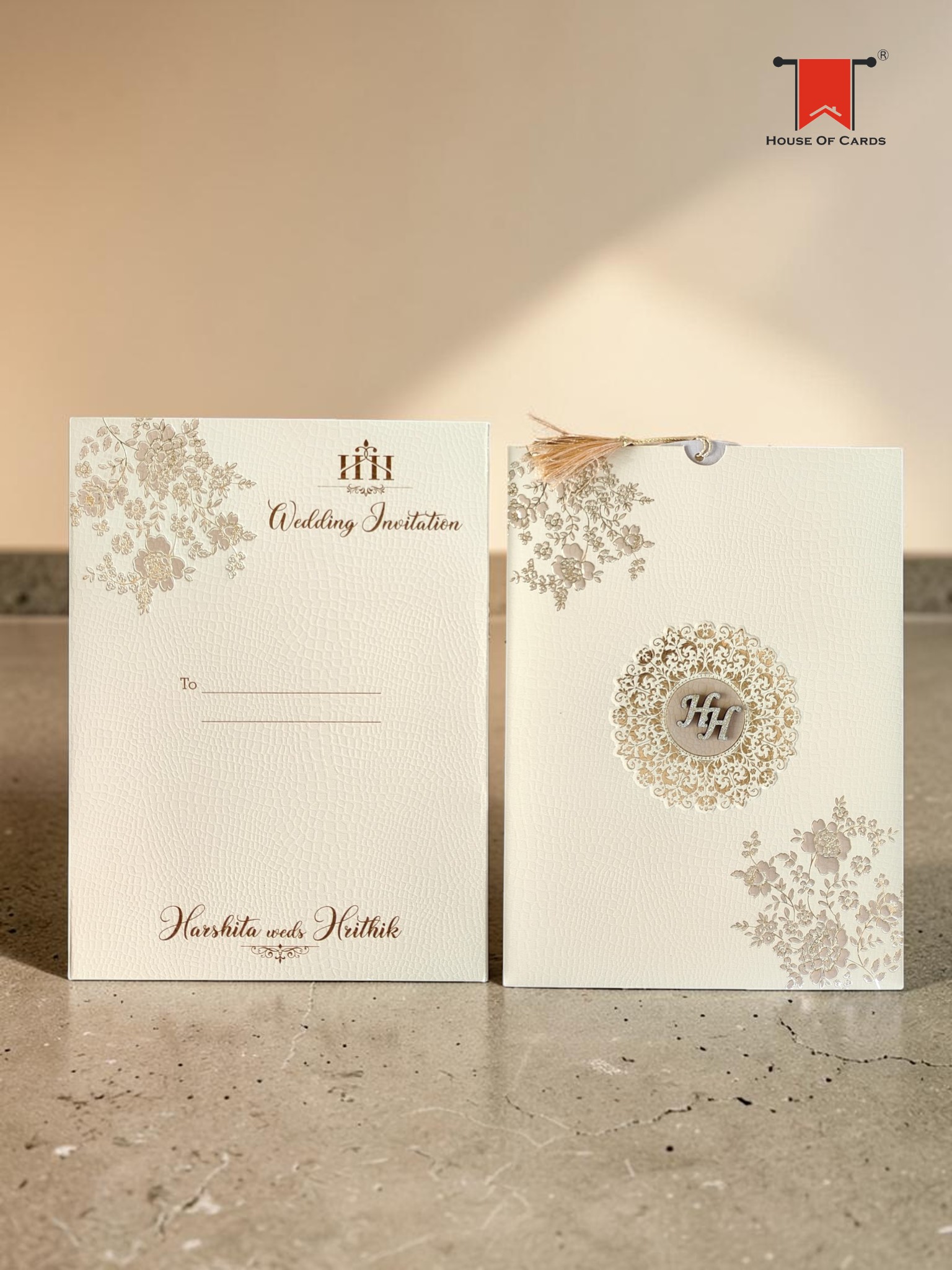 Dark Cream Wedding Invitation card