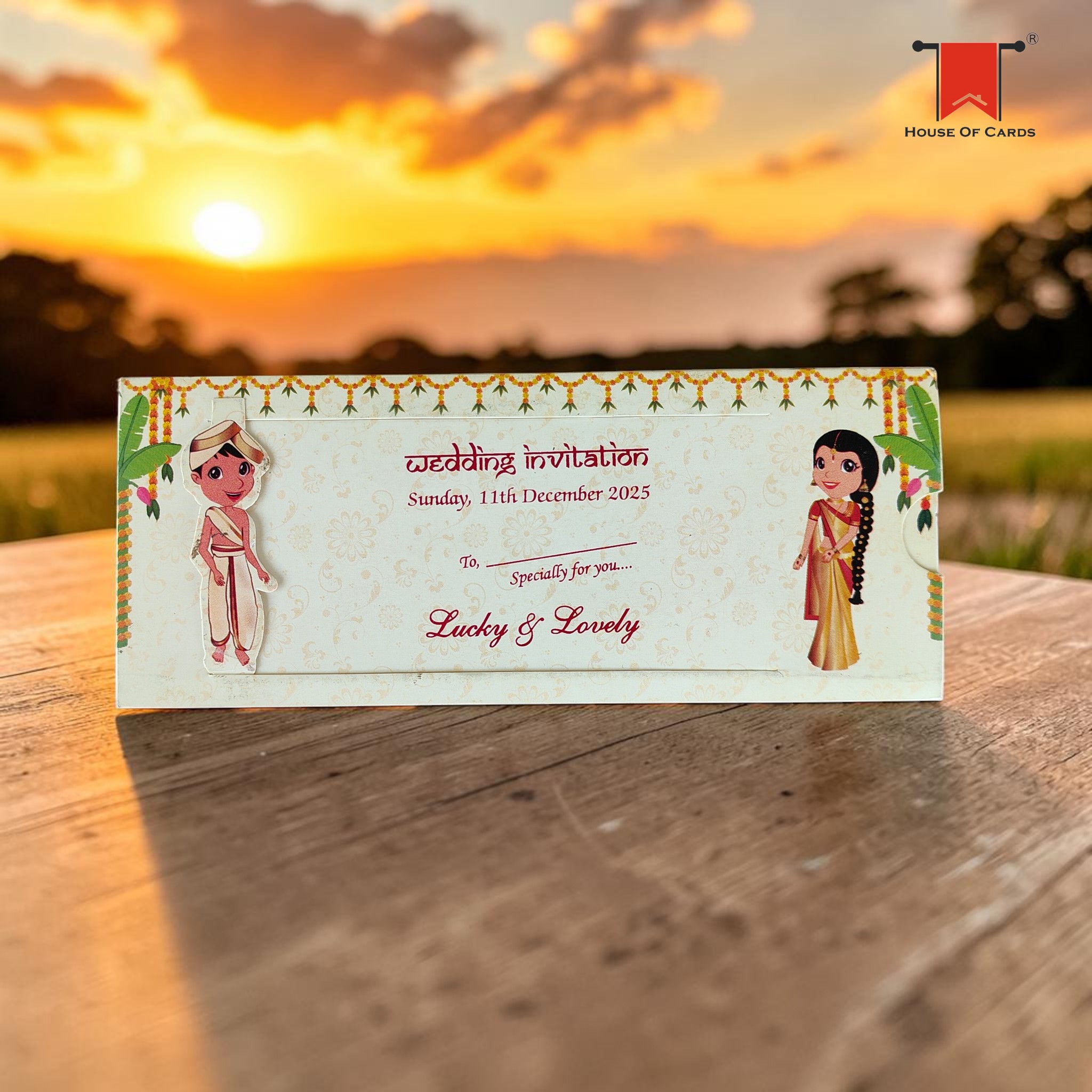 Small Slider Invitation card South Indian theme wedding invitation