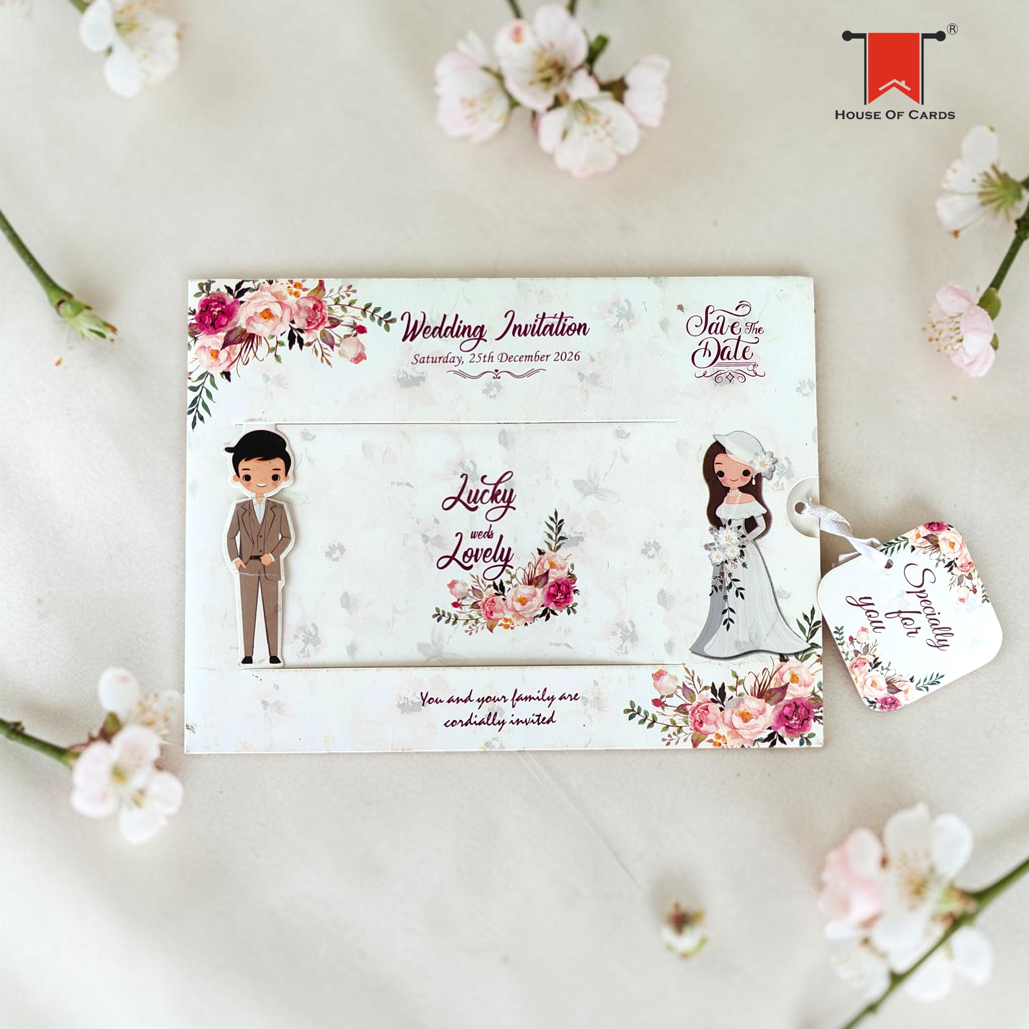 Cute Big Size Slider Wedding Invitation card wedding invitation