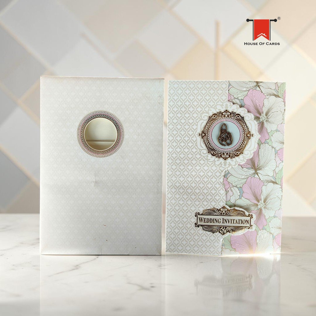 Muslim Theme Floral White Pastel Invitation wedding invitation